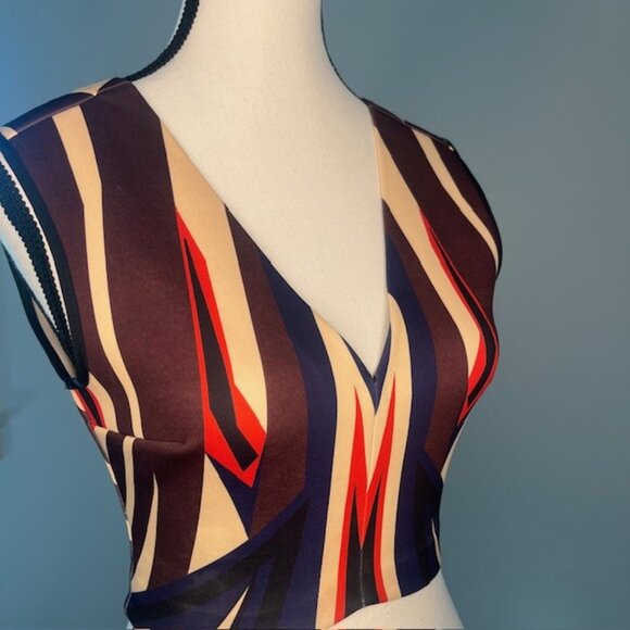 Clover Canyon Women's Aztec Pattern Stripe Crop Top, Size Small - Picture 2 of 4